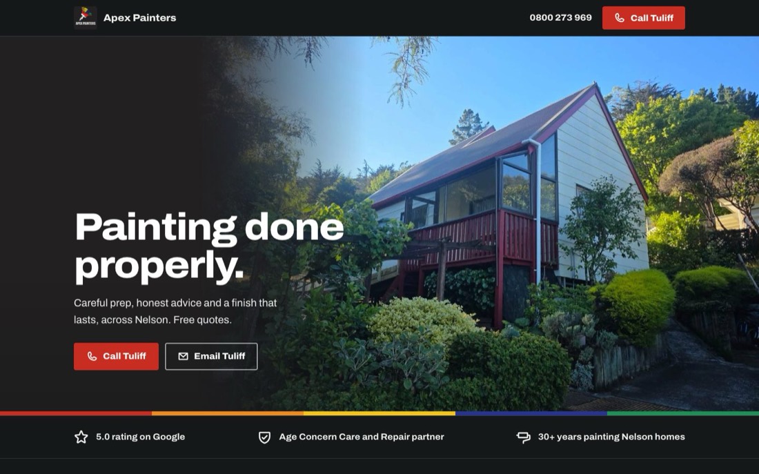 Apex Painters homepage hero