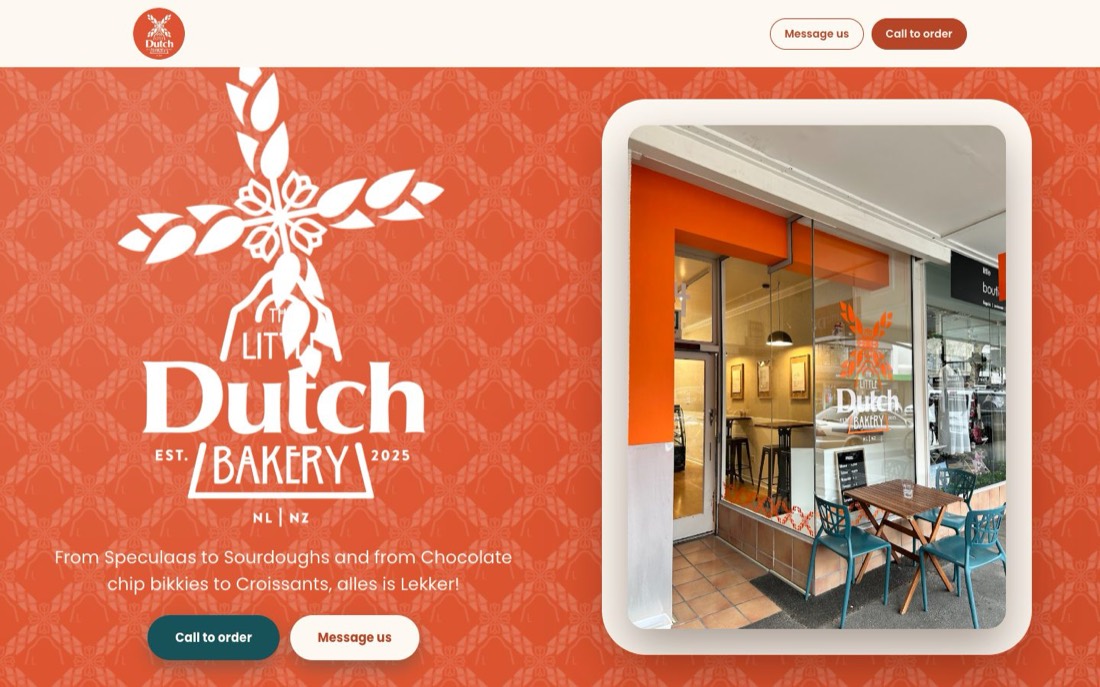 The Little Dutch Bakery homepage hero